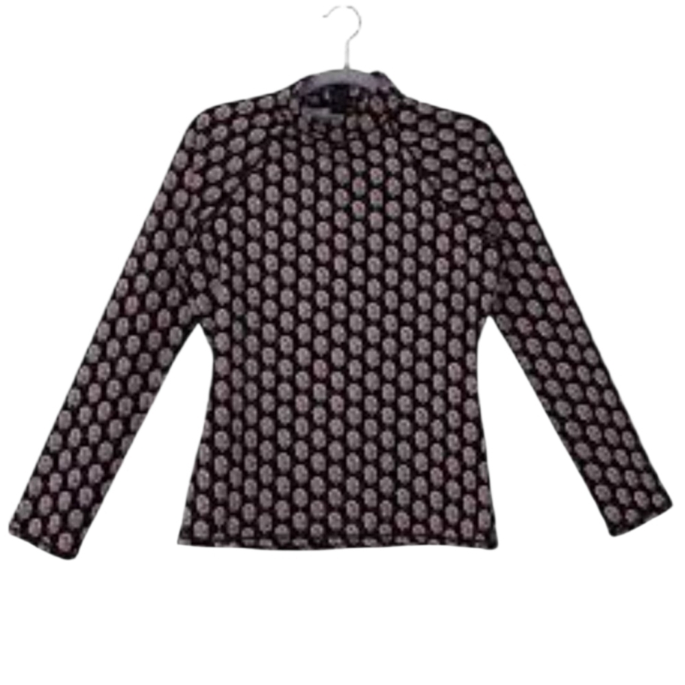Garnet Hill Swim Rashguard Natural UPF 50+ M Long Sleeve Pullover 1/4 Zip Black